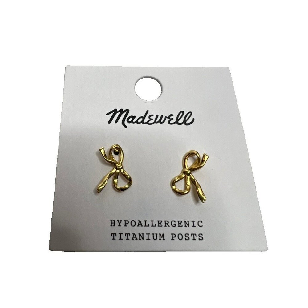 Madewell $32 Metal Bow Stud Earrings NR718 - Picture 3 of 4